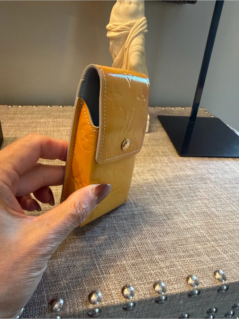 Louis Vuitton Yellow Monogram Embossed Leather Pouch